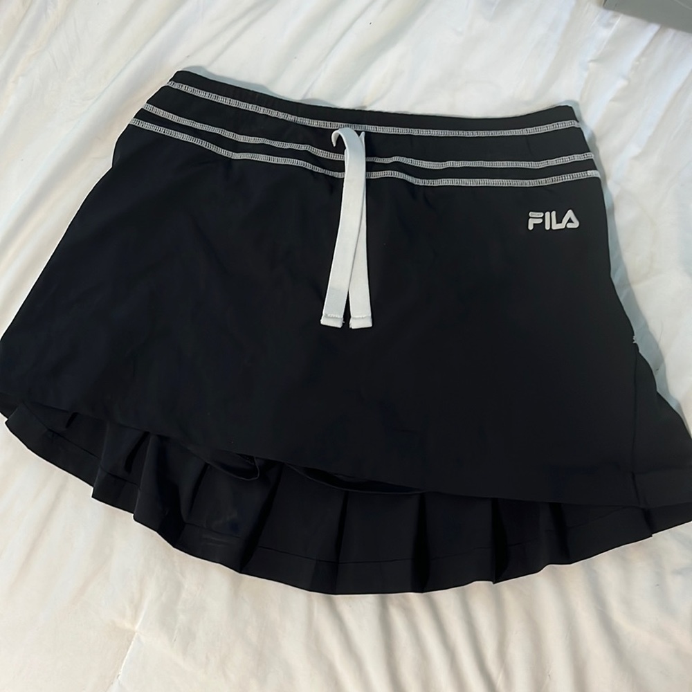FILA active skort (skirt with shorts underneath), black and white, size L